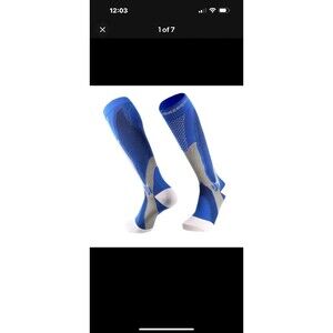 1 Pair SqueezeGear Compression Socks Blue Grey Size 4XL New